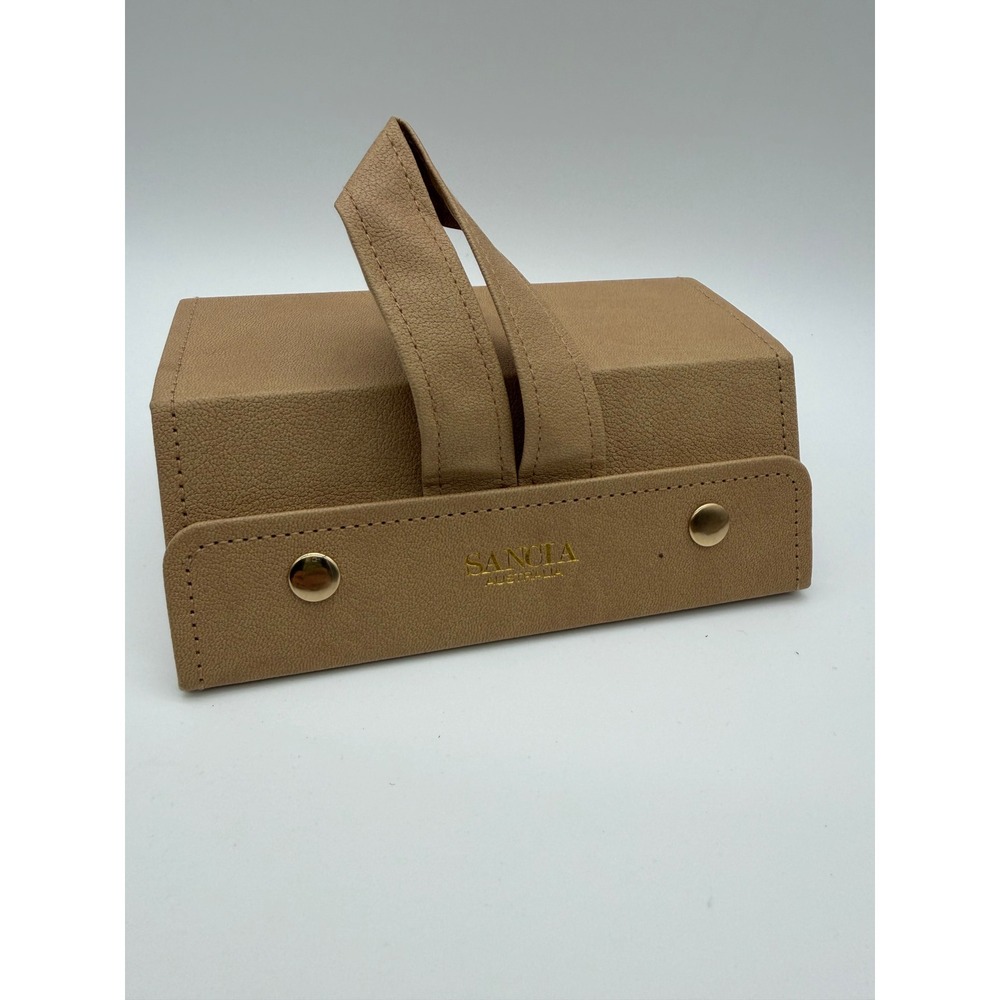 SANCIA Australia Tan Vegan Leather 3-Slot Folding Sunglasses Travel Case